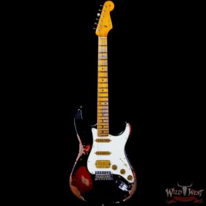 Fender Custom Shop Wild West Black Lightning 2.0 Stratocaster HSS Maple Board 22 Frets Heavy Relic Candy Apple Red 7.75 LBS - Image 3