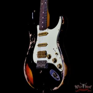 Fender Custom Shop Wild West Black Lightning 2.0 Stratocaster HSS Rosewood Board 21 Frets Heavy Relic 3 Tone Sunburst 7.30 lbs - Image 2