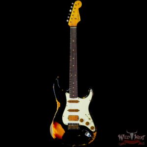 Fender Custom Shop Wild West Black Lightning 2.0 Stratocaster HSS Rosewood Board 21 Frets Heavy Relic 3 Tone Sumburst - Image 3