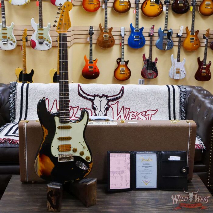 Fender Custom Shop Wild West Black Lightning 2.0 Stratocaster HSS Rosewood Board 21 Frets Heavy Relic 3 Tone Sumburst - Image 6