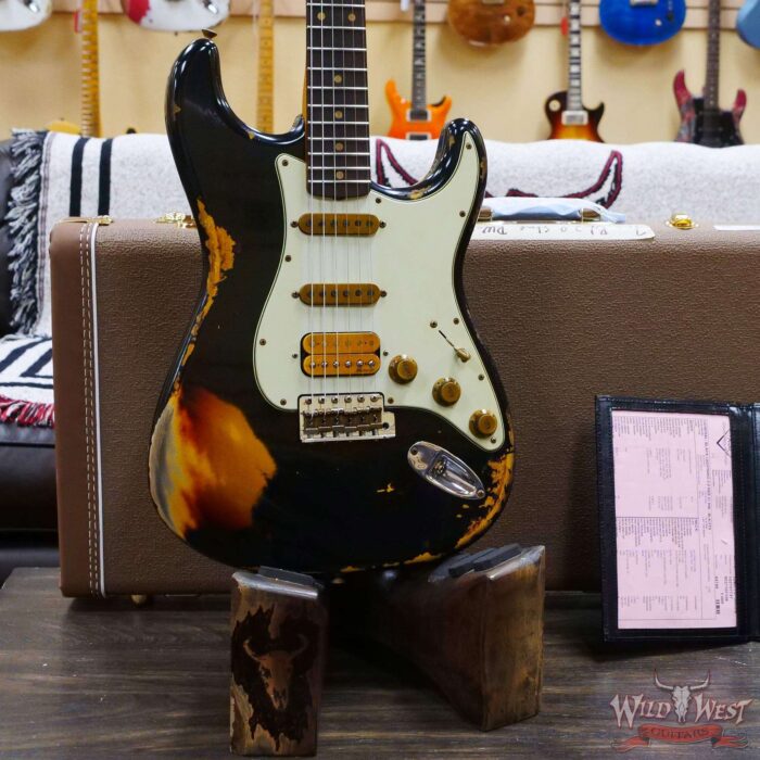 Fender Custom Shop Wild West Black Lightning 2.0 Stratocaster HSS Rosewood Board 21 Frets Heavy Relic 3 Tone Sumburst - Image 8