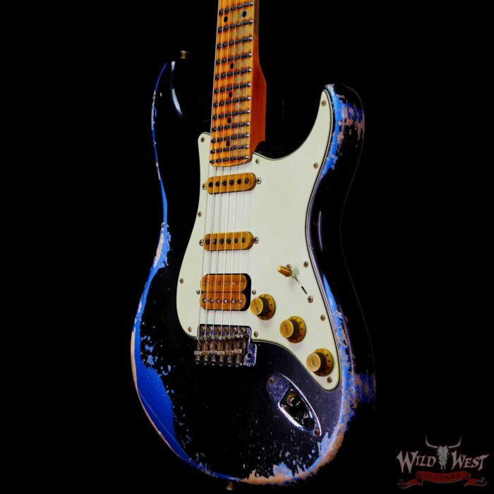 Fender Custom Shop Wild West Black Lightning 2.0 Stratocaster HSS Maple Board 22 Frets Heavy Relic Lake Placid Blue - Image 2