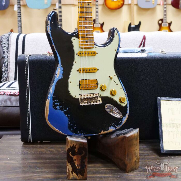 Fender Custom Shop Wild West Black Lightning 2.0 Stratocaster HSS Maple Board 22 Frets Heavy Relic Lake Placid Blue - Image 8