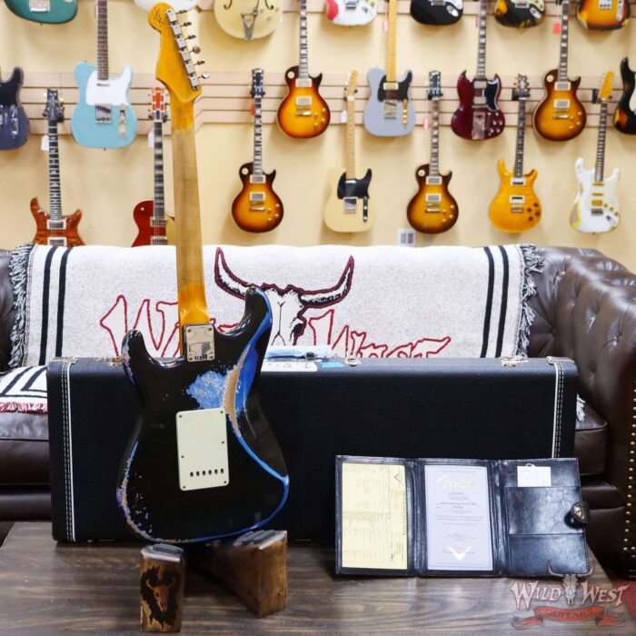 Fender Custom Shop Wild West Black Lightning 2.0 Stratocaster HSS Maple Board 22 Frets Heavy Relic Lake Placid Blue - Image 9
