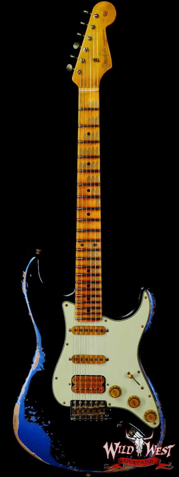 Fender Custom Shop Wild West Black Lightning 2.0 Stratocaster HSS Maple Board 22 Frets Heavy Relic Lake Placid Blue - Image 1