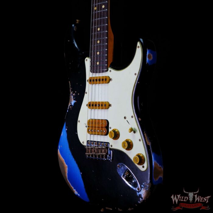 Fender Custom Shop Wild West Black Lightning 2.0 Stratocaster HSS Rosewood Board 22 Frets Heavy Relic Lake Placid Blue - Image 2