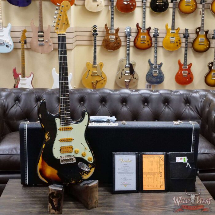 Fender Custom Shop Wild West Black Lightning 2.0 Stratocaster HSS Heavy Relic Rosewood Board 22 Frets 3 Tone Sunburst - Image 6
