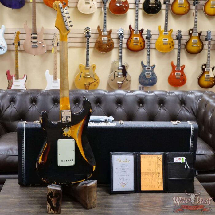 Fender Custom Shop Wild West Black Lightning 2.0 Stratocaster HSS Heavy Relic Rosewood Board 22 Frets 3 Tone Sunburst - Image 9
