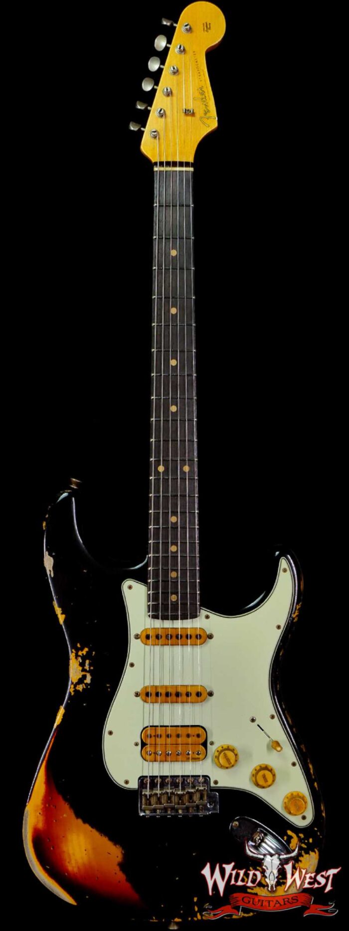 Fender Custom Shop Wild West Black Lightning 2.0 Stratocaster HSS Heavy Relic Rosewood Board 22 Frets 3 Tone Sunburst - Image 1
