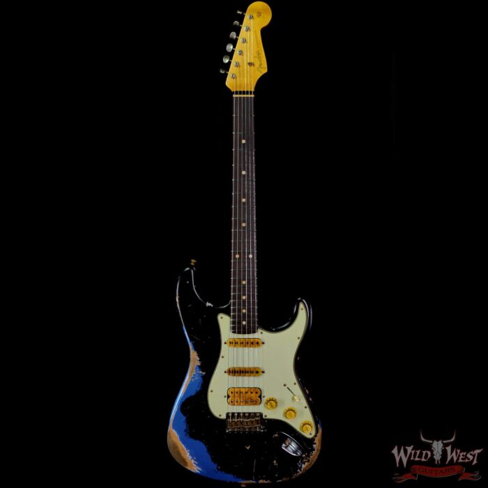 Fender Custom Shop Wild West Black Lightning 2.0 Stratocaster HSS Rosewood Board 22 Frets Heavy Relic Lake Placid Blue - Image 3