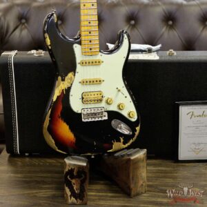 Fender Custom Shop Black Lightning 2.0 Stratocaster Heavy Relic HSS 21 Black over 3 Tone Sunburst - Image 13