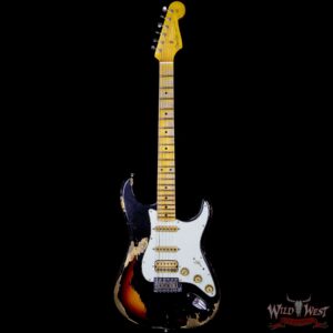 Fender Custom Shop Black Lightning 2.0 Stratocaster Heavy Relic HSS 21 Black over 3 Tone Sunburst - Image 5