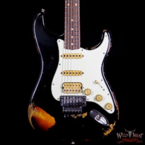Fender Custom Shop Black Lightning Floyd Rose Stratocaster Heavy Relic HSS 21 Frets 3 Tone Sunburst - Image 3