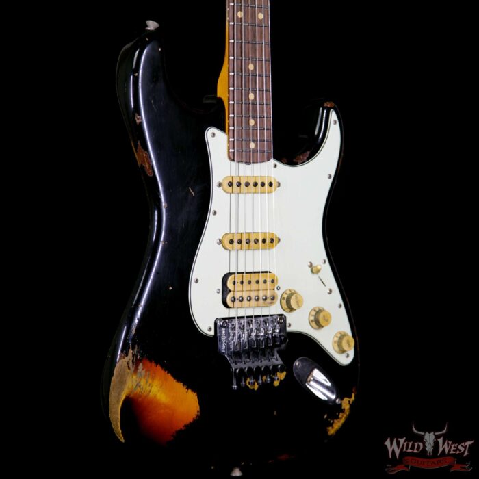 Fender Custom Shop Black Lightning Floyd Rose Stratocaster Heavy Relic HSS 21 Frets 3 Tone Sunburst - Image 4