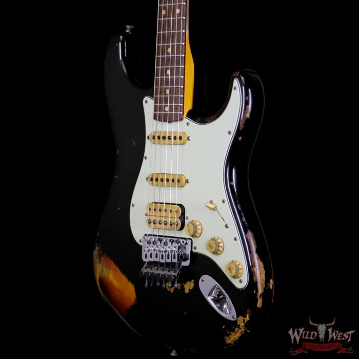 Fender Custom Shop Black Lightning Floyd Rose Stratocaster Heavy Relic HSS 21 Frets 3 Tone Sunburst - Image 2