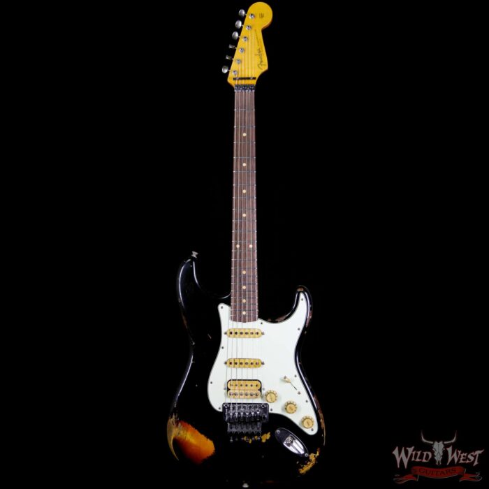 Fender Custom Shop Black Lightning Floyd Rose Stratocaster Heavy Relic HSS 21 Frets 3 Tone Sunburst - Image 5