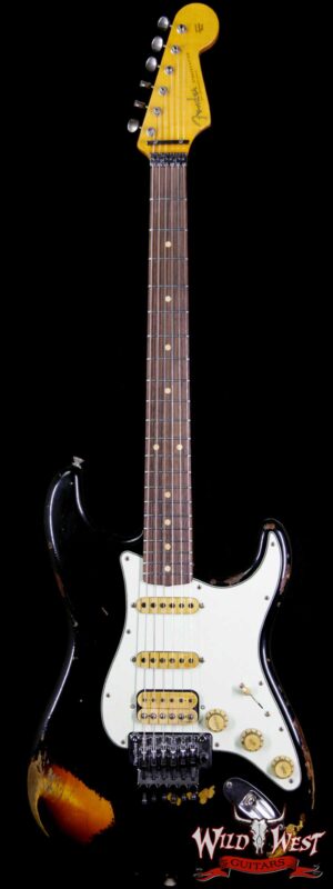 Fender Custom Shop Black Lightning Floyd Rose Stratocaster Heavy Relic HSS 21 Frets 3 Tone Sunburst