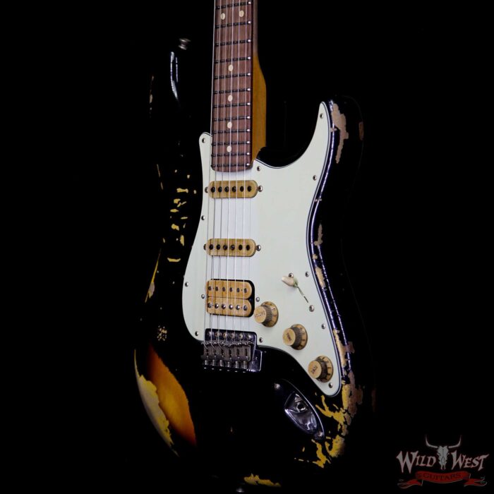 Fender Custom Shop Black Lightning Stratocaster HSS Heavy Relic Rosewood Board 3 Tone Sunburst - Image 2