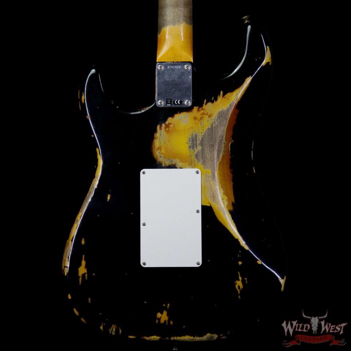 Fender Custom Shop Black Lightning Stratocaster HSS Floyd Rose Heavy Relic Rosewood Board 3 Tone Sunburst - Image 6