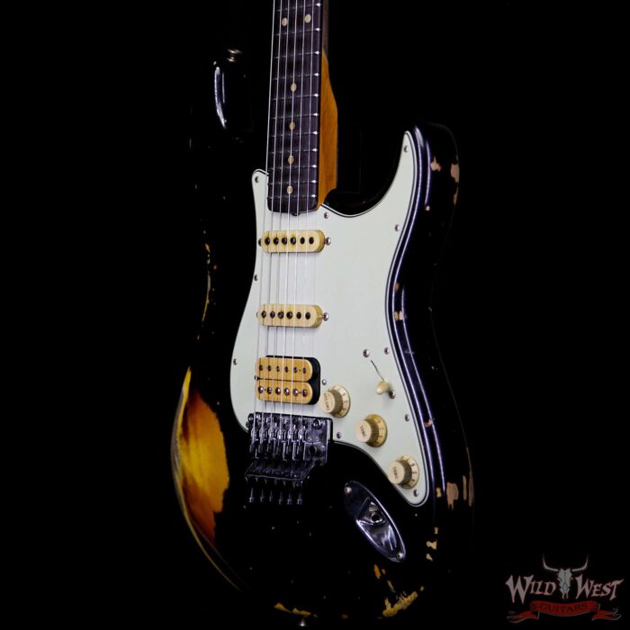 Fender Custom Shop Black Lightning Stratocaster HSS Floyd Rose Heavy Relic Rosewood Board 3 Tone Sunburst - Image 2