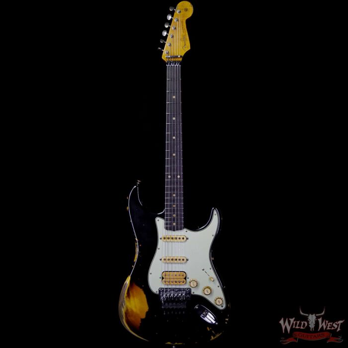 Fender Custom Shop Black Lightning Stratocaster HSS Floyd Rose Heavy Relic Rosewood Board 3 Tone Sunburst - Image 4
