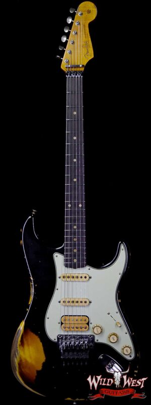 Fender Custom Shop Black Lightning Stratocaster HSS Floyd Rose Heavy Relic Rosewood Board 3 Tone Sunburst