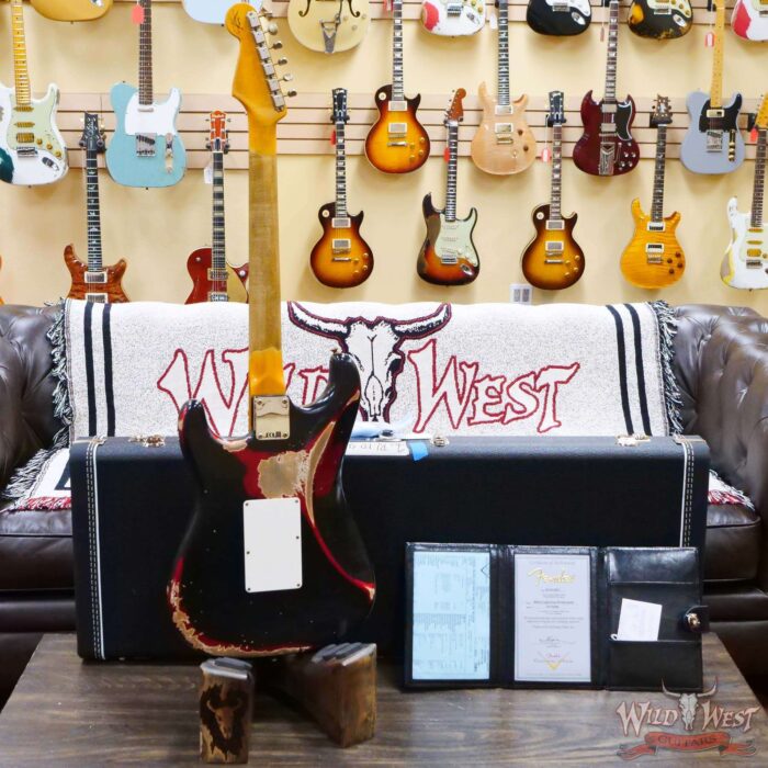 Fender Custom Shop Wild West Black Lightning Stratocaster HSS Floyd Rose Rosewood Board 22 Frets Heavy Relic Candy Apple Red - Image 9