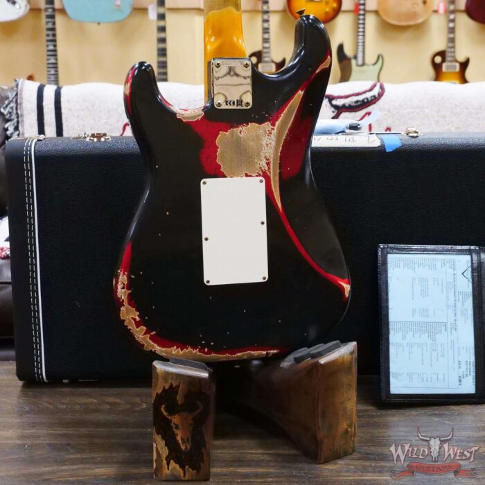 Fender Custom Shop Wild West Black Lightning Stratocaster HSS Floyd Rose Rosewood Board 22 Frets Heavy Relic Candy Apple Red - Image 11