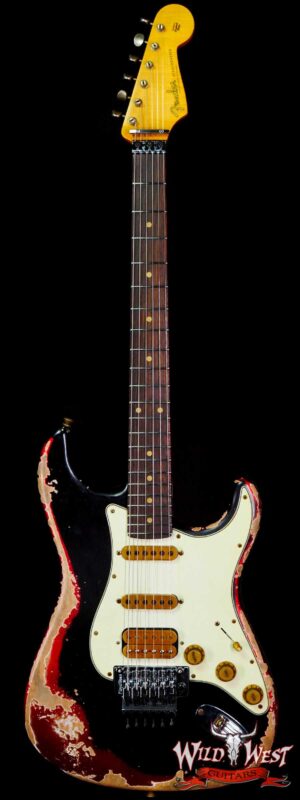 Fender Custom Shop Wild West Black Lightning Stratocaster HSS Floyd Rose Rosewood Board 22 Frets Heavy Relic Candy Apple Red