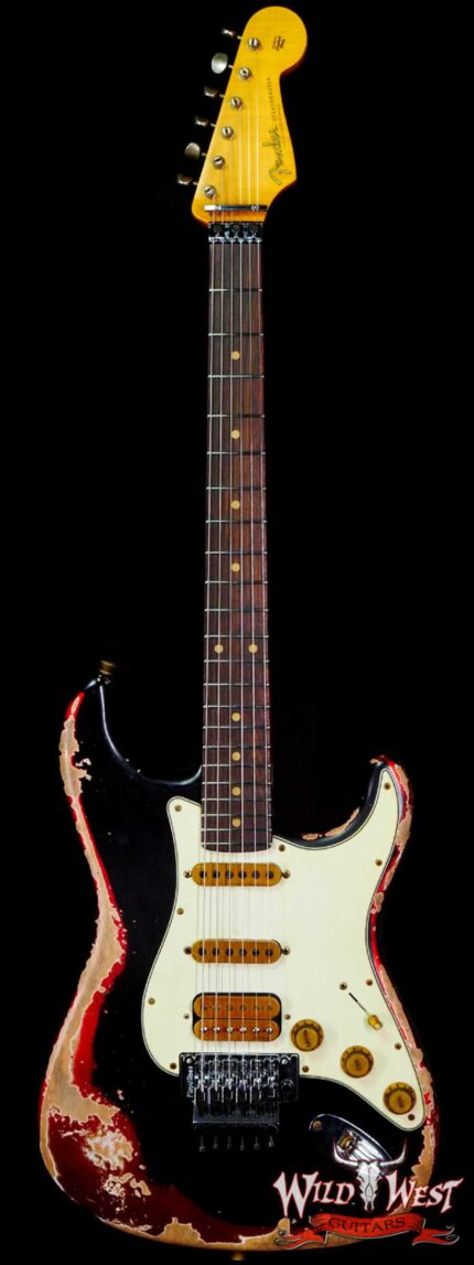 Fender Custom Shop Wild West Black Lightning Stratocaster HSS Floyd Rose Rosewood Board 22 Frets Heavy Relic Candy Apple Red