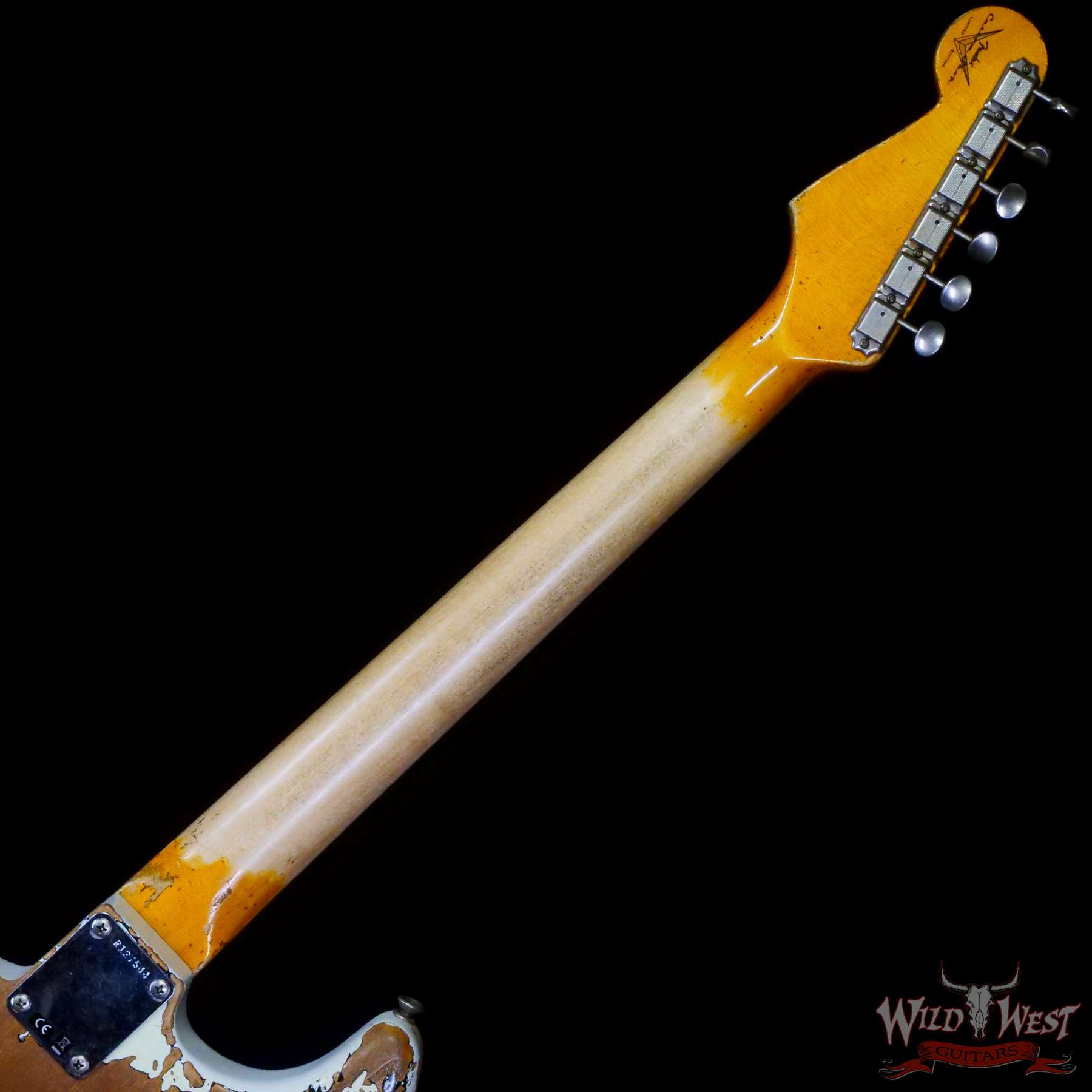 fendercs-blfr-hsh-r127544-c3__wwg.jpg Fender Custom Shop Wild West White Lightning Stratocaster HSH Floyd Rose Maple Board Heavy Relic Olympic White over Black - Image 5