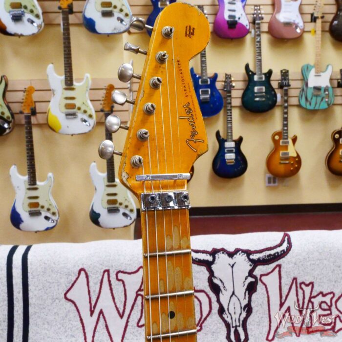 Fender Custom Shop Wild West White Lightning Stratocaster HSH Floyd Rose Maple Board Heavy Relic Olympic White over Black - Image 7