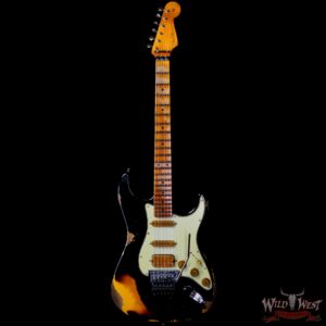 Fender Custom Shop Wild West Black Lightning Stratocaster HSS Floyd Rose Maple Board 22 Frets Heavy Relic 2 Tone Sunburst - Image 3
