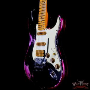 Fender Custom Shop Wild West Black Lightning Stratocaster HSS Floyd Rose Maple Board 22 Frets Heavy Relic Pink Paisley - Image 2