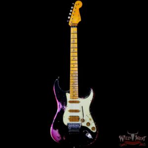 Fender Custom Shop Wild West Black Lightning Stratocaster HSS Floyd Rose Maple Board 22 Frets Heavy Relic Pink Paisley - Image 3