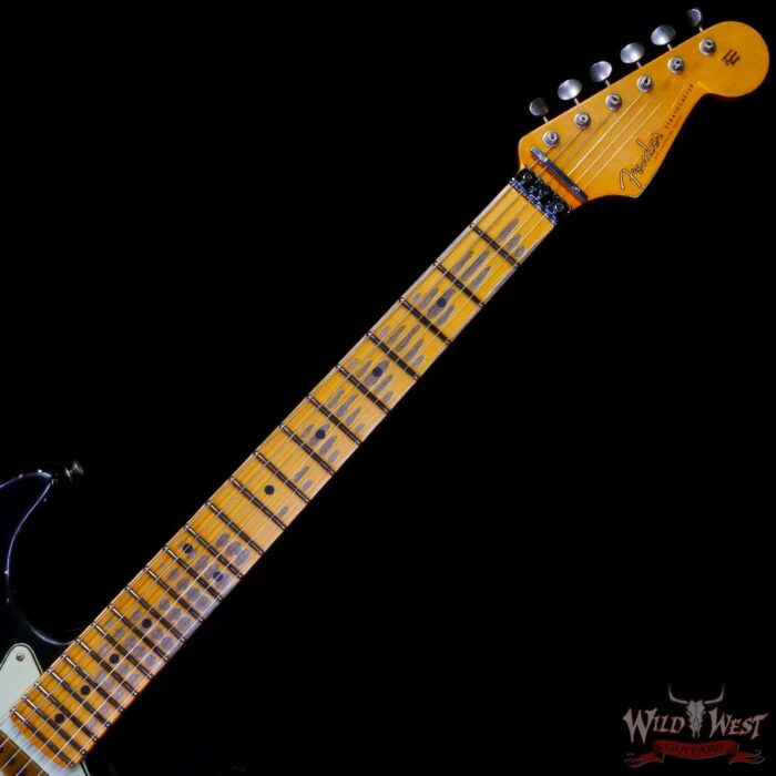 Fender Custom Shop Wild West Black Lightning Stratocaster HSS Floyd Rose Maple Board 22 Frets Heavy Relic Pink Paisley - Image 4