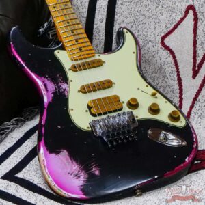 Fender Custom Shop Wild West Black Lightning Stratocaster HSS Floyd Rose Maple Board 22 Frets Heavy Relic Pink Paisley - Image 8