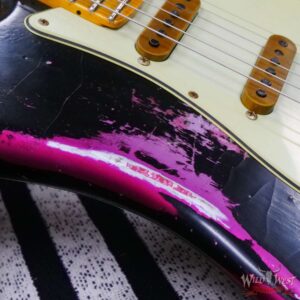Fender Custom Shop Wild West Black Lightning Stratocaster HSS Floyd Rose Maple Board 22 Frets Heavy Relic Pink Paisley - Image 9