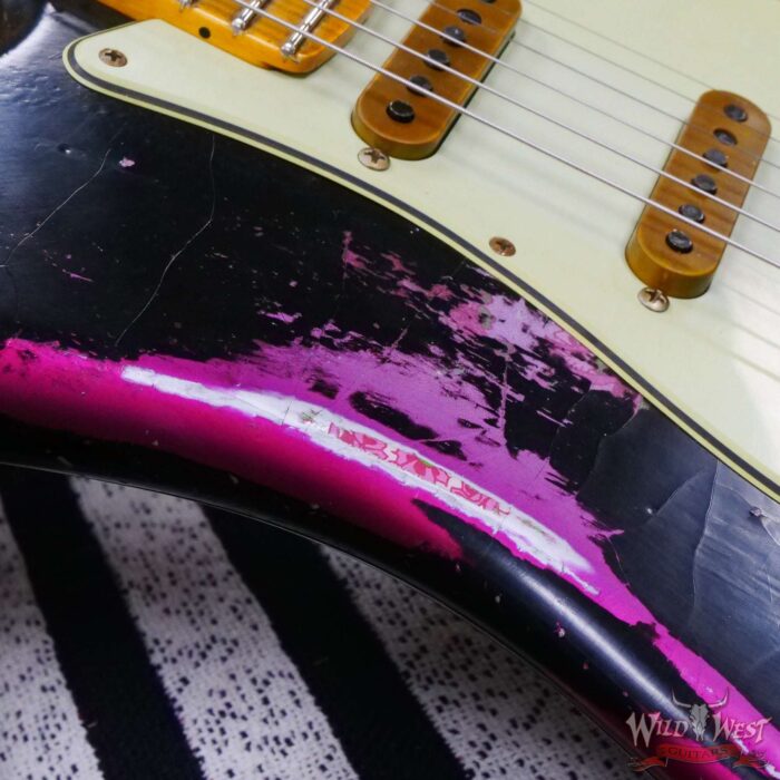 Fender Custom Shop Wild West Black Lightning Stratocaster HSS Floyd Rose Maple Board 22 Frets Heavy Relic Pink Paisley - Image 9
