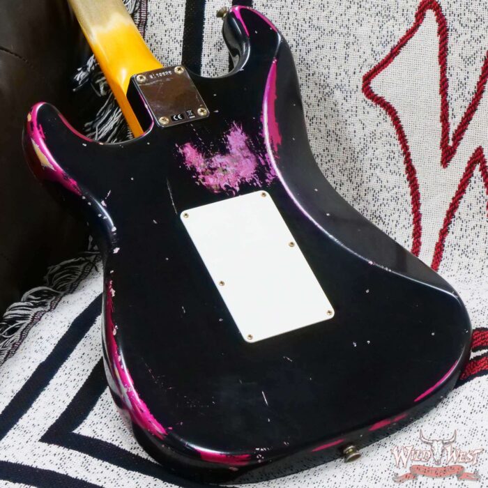 Fender Custom Shop Wild West Black Lightning Stratocaster HSS Floyd Rose Maple Board 22 Frets Heavy Relic Pink Paisley - Image 12