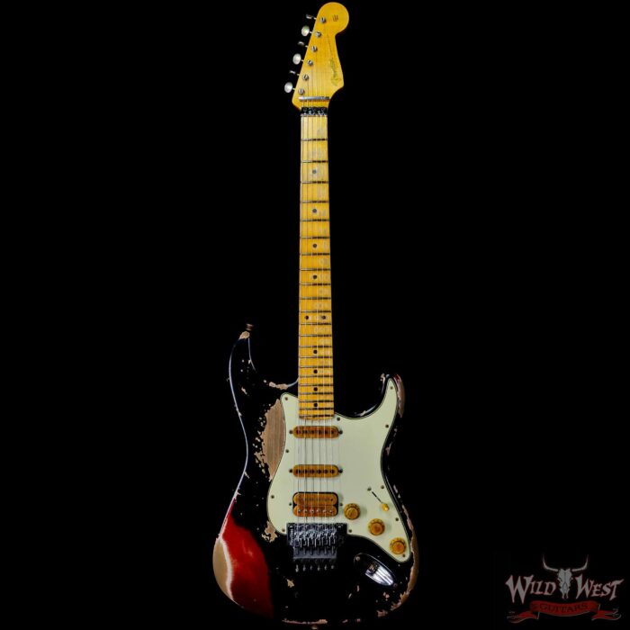 Fender Custom Shop Wild West Black Lightning Stratocaster Floyd Rose Heavy Relic Maple Board 22 Frets Candy Apple Red - Image 3