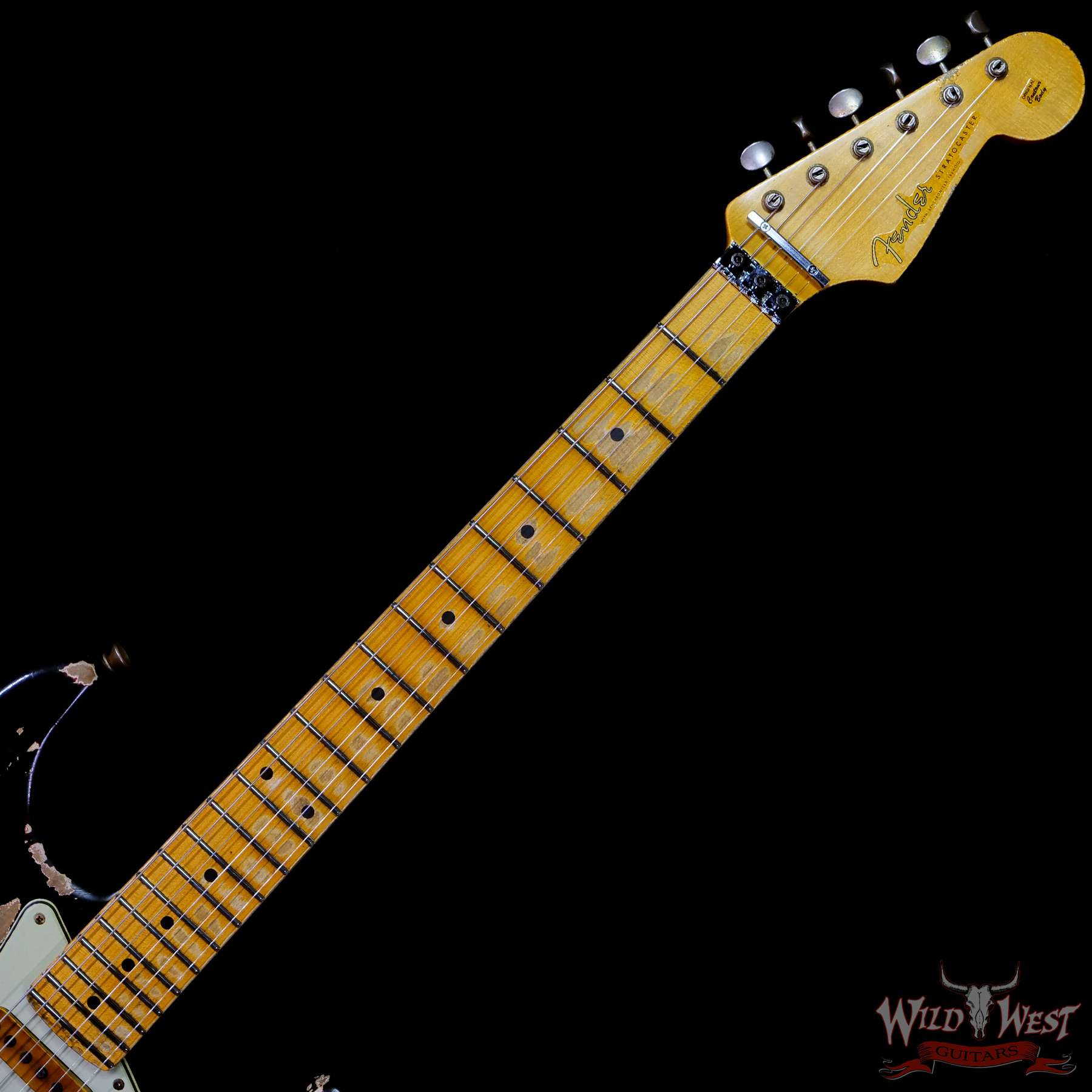 fendercs-blfr-r111001-c2__wwg.jpg Fender Custom Shop Wild West Black Lightning Stratocaster Floyd Rose Heavy Relic Maple Board 22 Frets Candy Apple Red - Image 4