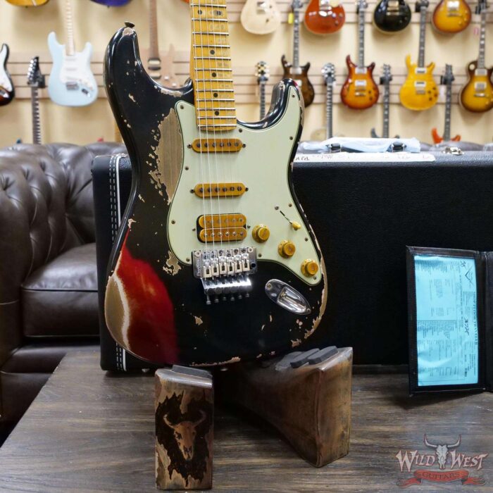 Fender Custom Shop Wild West Black Lightning Stratocaster Floyd Rose Heavy Relic Maple Board 22 Frets Candy Apple Red - Image 8