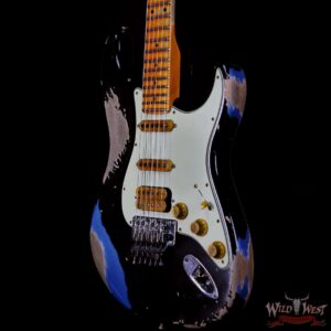 Fender Custom Shop Wild West Black Lightning Stratocaster Floyd Rose Heavy Relic Maple Board 22 Lake Placid Blue - Image 2