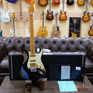 Fender Custom Shop Wild West Black Lightning Stratocaster Floyd Rose Heavy Relic Maple Board 22 Lake Placid Blue - Image 6