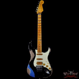 Fender Custom Shop Wild West Black Lightning Stratocaster Floyd Rose Heavy Relic Maple Board 22 Lake Placid Blue - Image 3