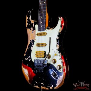 Fender Custom Shop Wild West Black Lightning Stratocaster HSS Floyd Rose Rosewood Board 22 Frets Heavy Relic Candy Apple Red - Image 2