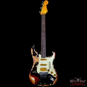 Fender Custom Shop Wild West Black Lightning Stratocaster HSS Floyd Rose Rosewood Board 22 Frets Heavy Relic Candy Apple Red - Image 3