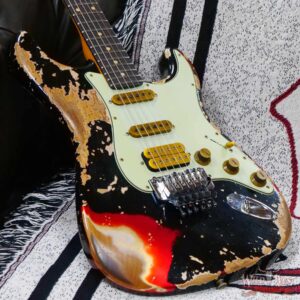 Fender Custom Shop Wild West Black Lightning Stratocaster HSS Floyd Rose Rosewood Board 22 Frets Heavy Relic Candy Apple Red - Image 8