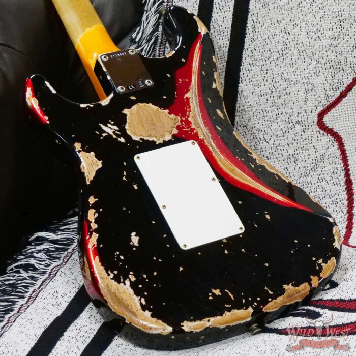 Fender Custom Shop Wild West Black Lightning Stratocaster HSS Floyd Rose Rosewood Board 22 Frets Heavy Relic Candy Apple Red - Image 13